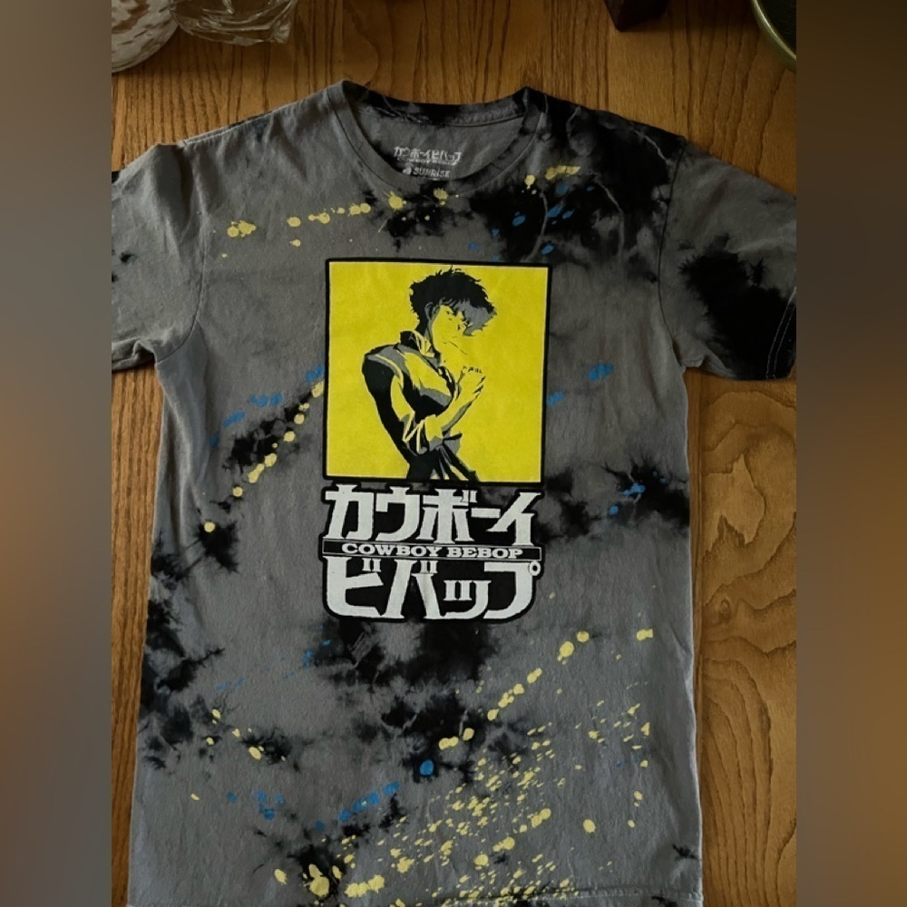 Cowboy Bebop Shirt Mens Small Y2K 90’s Tie-Dye Paint Splatter